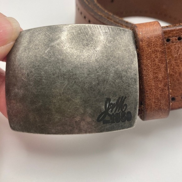 Johnston & Murphy Leather Belt 40 Brown Plate Style Anchor Buckle Perforated - Picture 2 of 8